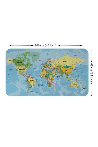Dropcek eticaret Tutorial Educational World and Turkey Map Children's Room Wall Sticker - 60x105-3888