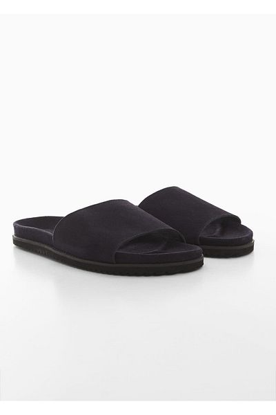 MANGO Man Suede Leather Slippers