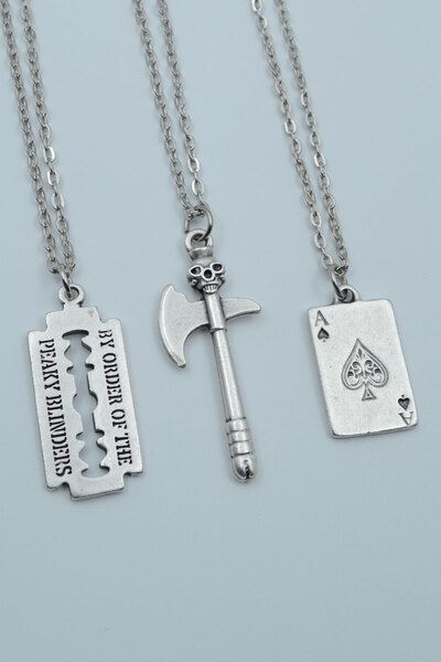 Had Safha 3'lü Kuru Kafa Balta Peaky Blinders Jilet As Kağıt Kolye Seti Kod:974