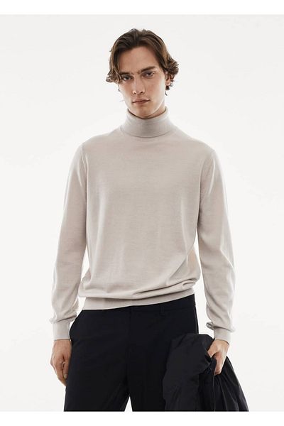 MANGO Man Πουλόβερ με λαιμόκοψη από 100% μαλλί merino