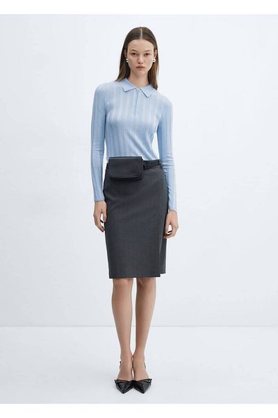 MANGO Woman Pulover cu guler cu fermoar