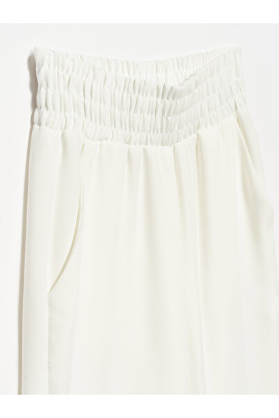 Dilvin 70551 Beli Lastikli Geniş Pantolon-beyaz