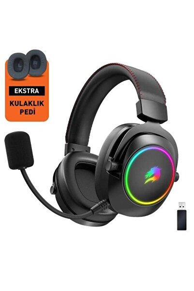 GAMEBOOSTER Wbh44 Rgb Kablosuz 2.4g Bt Siyah Oyuncu Kulaklığı