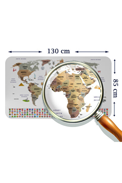 Dropcek eticaret Turkish Educational Wall Sticker - with Country Flag, Capital Detail, World Map - 85X130-3862
