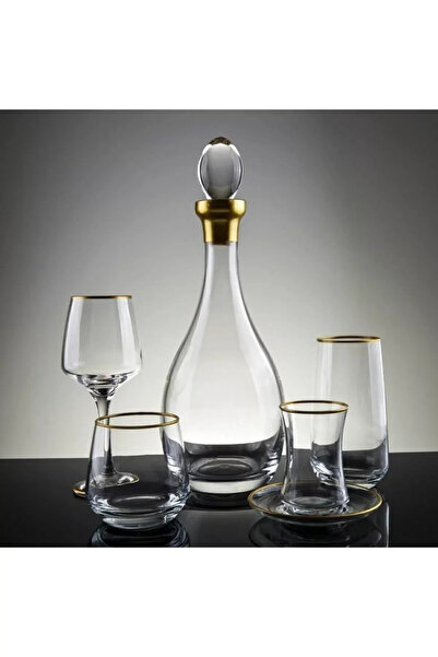 sudeka 31 Parça 6 Kişilik Altın Yaldızlı Su Takımı Çeyiz Seti