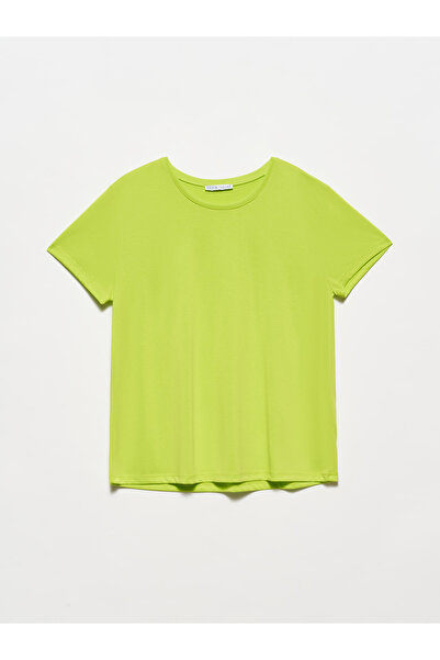 Dilvin 30136 Crew Neck T-shirt-lime
