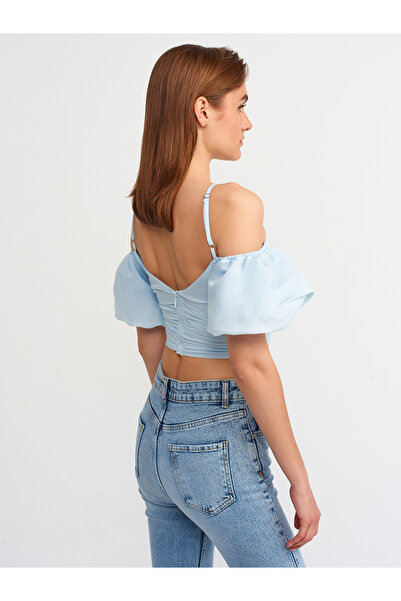 Dilvin Γυναικείο μπαλόνι μανίκι Crop Top 50154