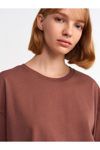 Dilvin 30149 Μπλουζάκι Oversize-Καφέ