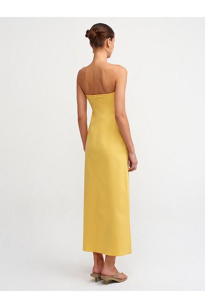 Dilvin 90758 Rochie galbenă fără bretele