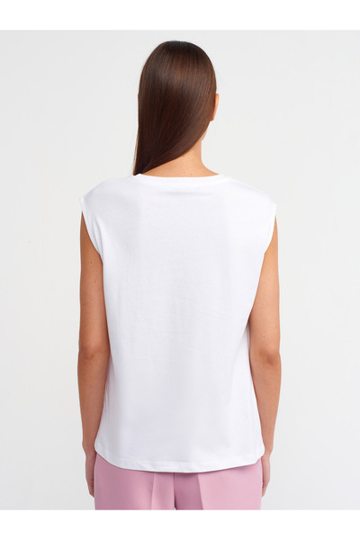 Dilvin 30829 Chain T-shirt-White