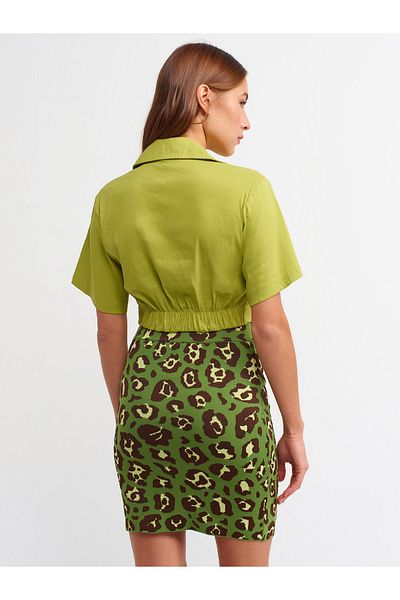 Dilvin 5873 Cămașă Crop-ulei Verde
