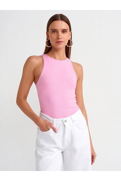 Dilvin Μπλουζάκι 3694 Model Halter Neck Ανοιχτό ροζ