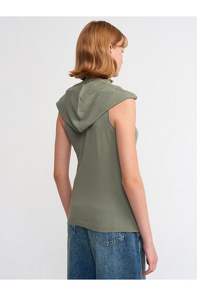 Dilvin 10336 Bluză cu glugă cu un umăr-Çağla