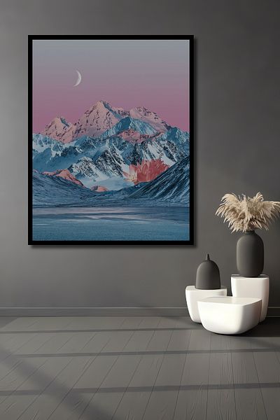Teona Ahşap Pink Mountains Minimalist Decorativ Lemn MDF Dreptunghi Acasă, Locul de Muncă Pictură Perete