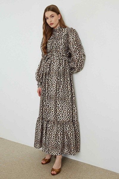 Hooopstore Φόρεμα Ameliya Leopard με στάμπα σατέν
