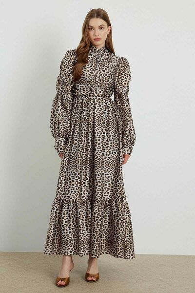 Hooopstore Φόρεμα Ameliya Leopard με στάμπα σατέν