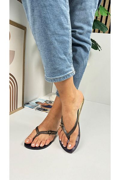 Nstil Black and White Women's Slippers - Gel Detailed, Oval Toe, Flat Sole, Starfish C7