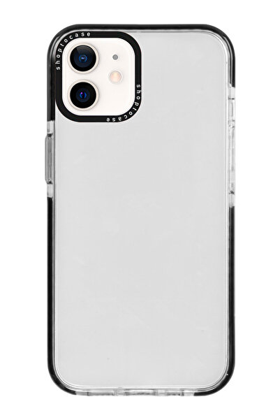 shoptocase Iphone 12 Uyumlu Siyah Kenarlı Arkası Şeffaf Telefon Kılıfı