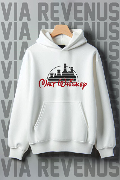 Vordevia Мальт віскі з візерунком - 3 нитки, кишеня-кенгуру, білий капюшон, широкий світшот