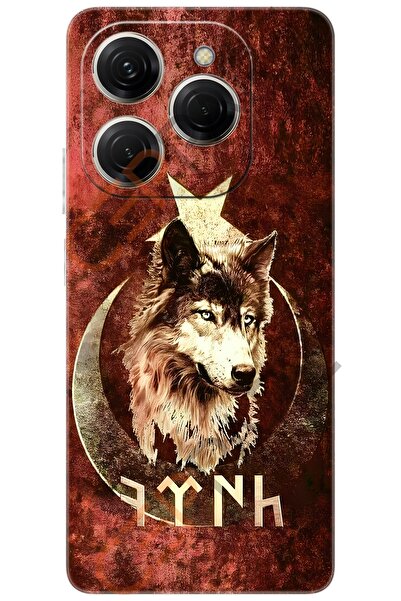 TECNO Spark 20 PRO (KJ6) Uyumlu Kılıf Desen Baskılı Silikon Kurt ve Göktürkçe STK:385 CP-slFPI1G
