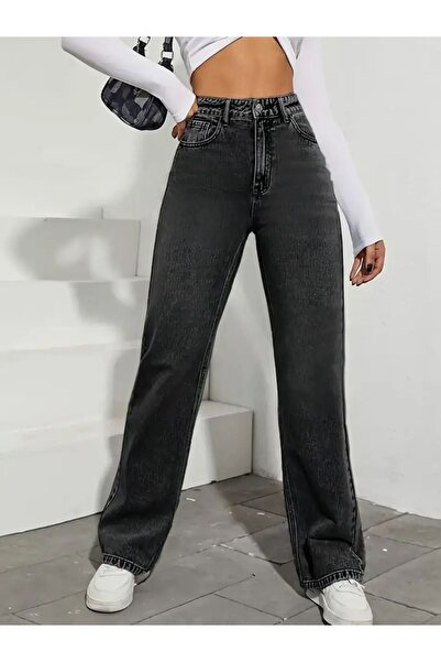 FUEGO FERRO Pantaloni negri pentru femei, spălat cu zăpadă, talie înaltă, cu ...