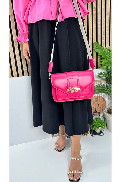 Nstil Geantă de umăr pentru femei fucsia - cataramă, curea încrucișată reglabilă, elegant 4001