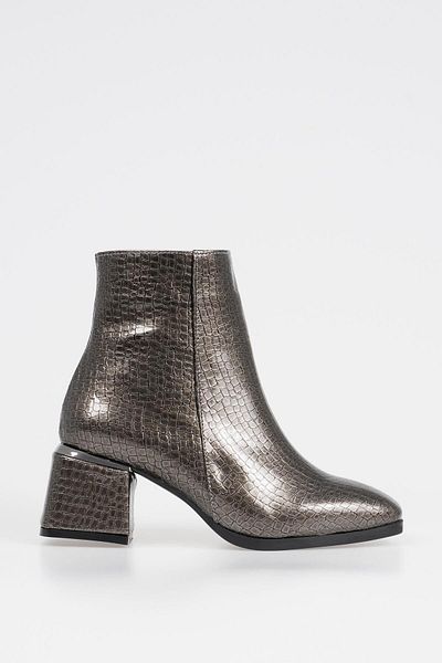 CZ London Women's Snake Printed Zippered Heeled Boots