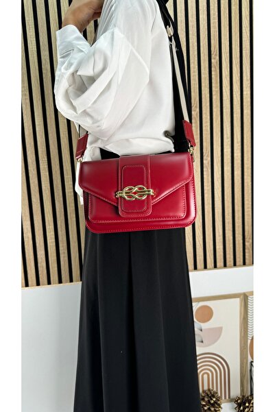 Allyup Червона щоденна жіноча сумка через плече - з пряжкою, регульованим ременем через плече, стильна 4001