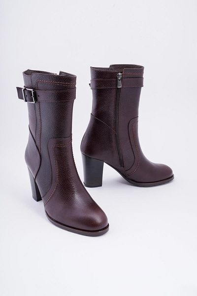 CZ London Ghete de damă din piele naturală cu toc cu cataramă și pantofi de iarnă cu șa
