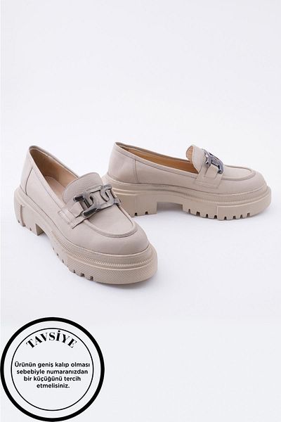 CZ London Genuine Leather Women's Moccasin Thick Soled Shoes with Accessories