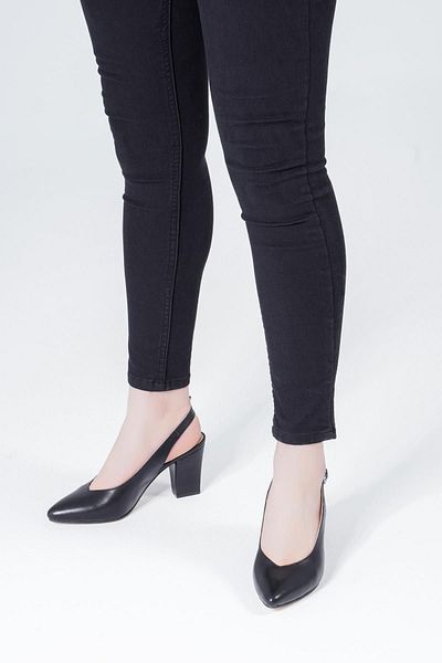 CZ London Genuine Leather Women's Heeled Shoes Pointed Toe Casual Sandals