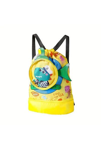 GlassySKY Geantă de înot, rucsac drăguț cu desene animate BEACH - COAST - POOL (cu compartiment pentru pantofi)