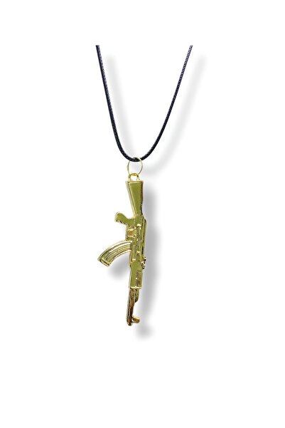 whocares Unisex Gold Renk Ak-47 Silah Kolye Kaliteli Şık