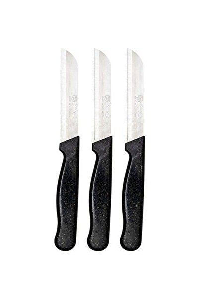 Solingen Simli Siyah Meyve Ve Sebze Bıçağı Tırtıklı 3 Adet