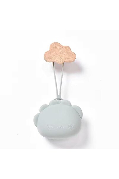 The Cloudish Shop Silikon Emzik Saklama Kutusu Emzik Tutucu Taşınabilir Askılı Aslan Kedi Desenli Su Yeşili