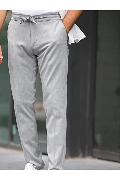 DENİZLİFE بنطال رياضي ناعم الملمس - بنطال ذو ساق مستقيمة بخصر مطاطي