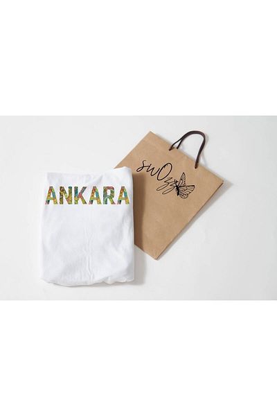 swOzz Tricou alb de înaltă calitate cu scris Ankara