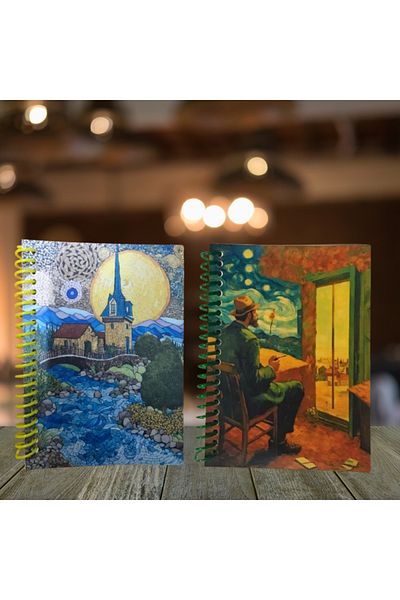 Pridas تصميم خاص بموضوع Van Gogh مقاس A6 - مجموعة دفتر ملاحظات غير مبطنة