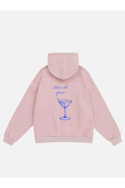 Mad&Calf Femei - Hanorac oversize din fleece cu glugă cu imprimeu That's The Spirit