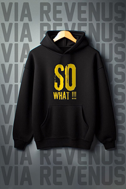 Vordevia Și? Imprimat - Hanorac negru cu glugă cu buzunar cangur cu 3 fire