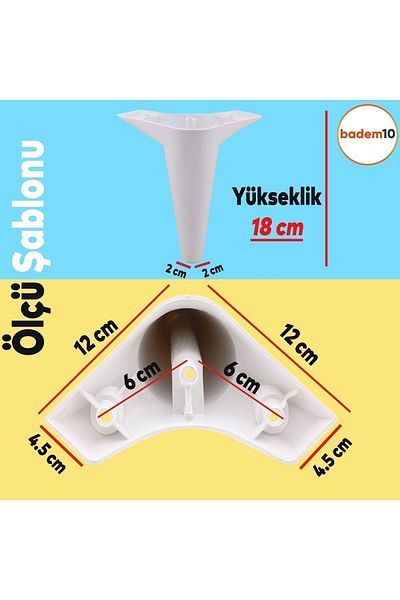 Badem10 Aspen Set 12 Mobilier Canapea Fotoliu Unitate TV Picior Suport picioare 18 Cm Consolă albă