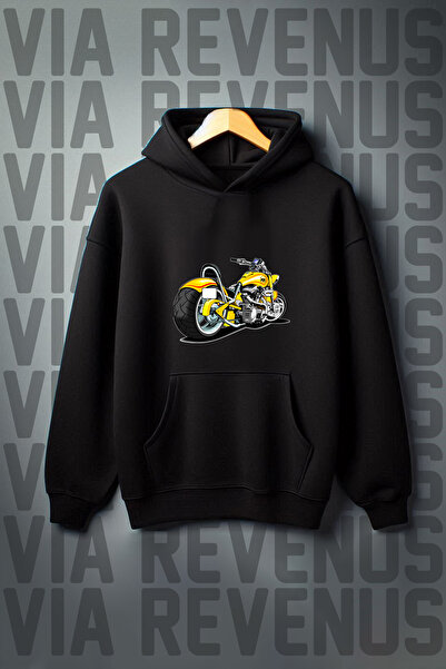 Vordevia Buzunar cangur cu 3 fire cu model Biker, hanorac supradimensionat cu...