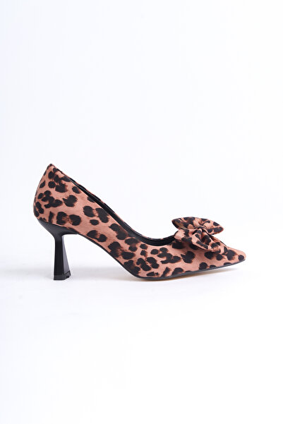 MARSEDO Дамски стилет Luiza с леопардови шарки - остър пръст и детайл с лък