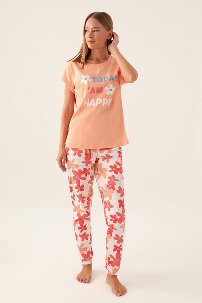 Rolypoly Girl's Orange Short Sleeve Pajama Set
