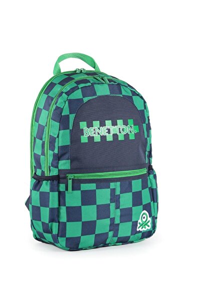 United Colors of Benetton Σχολική τσάντα Benetton 03773 - Πράσινη και Μαύρη
