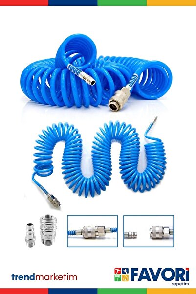 Genel Markalar Yüksek Kalite Kompresör Spiral Hava Hortumu 8 mm 15 mt Hava Jakı Hava Tabancası Recor Seti