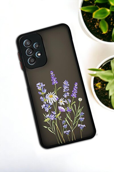 mooodcase Samsung A33 Uyumlu Lavender Desenli Buzlu Şeffaf Lüx Telefon Kılıfı