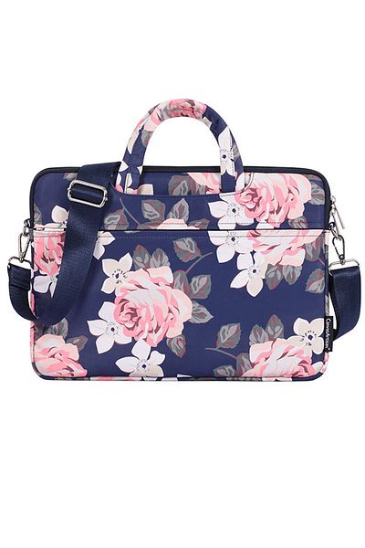 Go Veform Servietă pentru femei de 15 inchi, albastru bleumarin, cu model floral și geantă de protecție pentru laptop - EVRH40