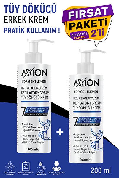 AXION Pratik Tüy Dökücü 200 ml Erkek 2'li Paket
