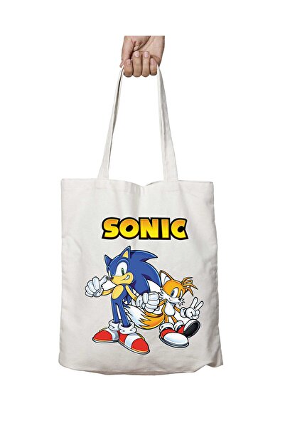 ART HEDİYE Geantă de umăr pentru școală și plajă lavabilă dublă Sonic Character